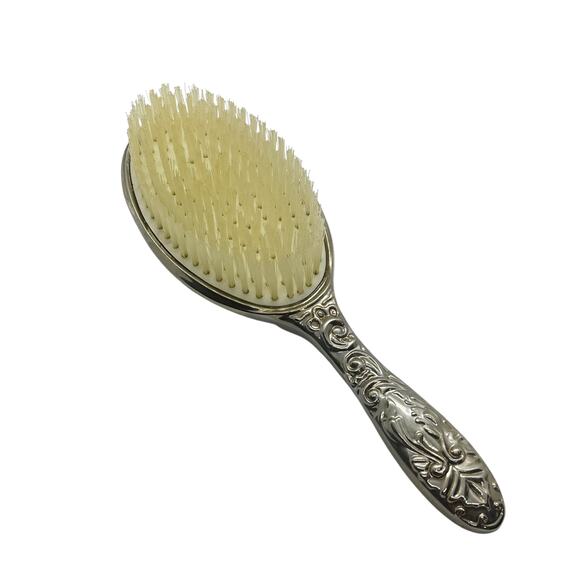 Vintage Silver Tone Carved Vanity Set Mirror Brush Perfume - Picture 6 of 16